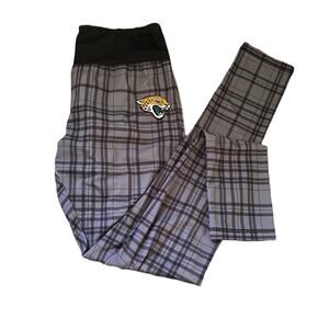 NFL Juniors Jacksonville Jaguars Black and Gray Plaid Athleisure Leggings